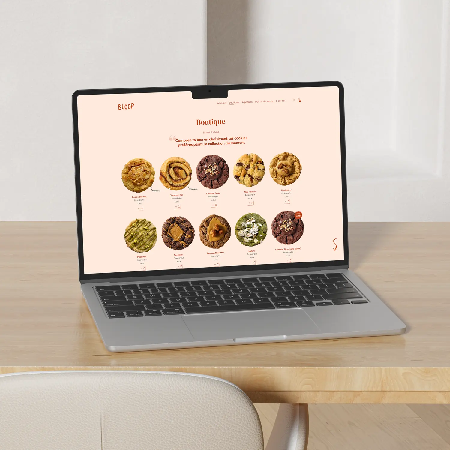 Site web de Bloop Cookies sur ordinateur 